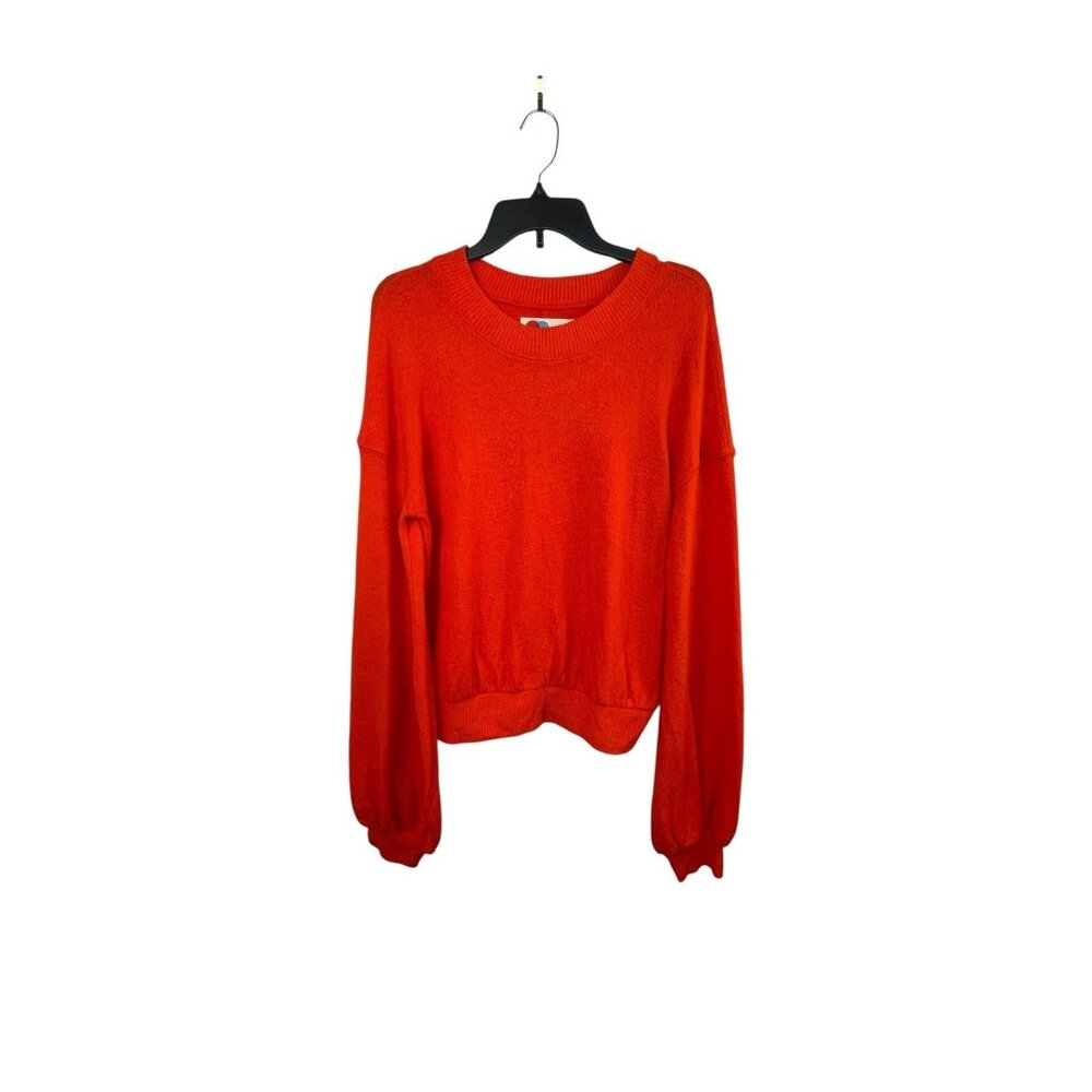 Free People FP Beach Orange Balloon Sleeve Lightweight Sweater XS